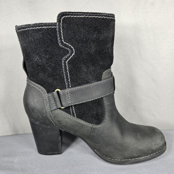 Timberland Earthkeepers Bethel Buckle Boots Womens 7.5 Black Leather Suede Heel - Picture 2 of 12